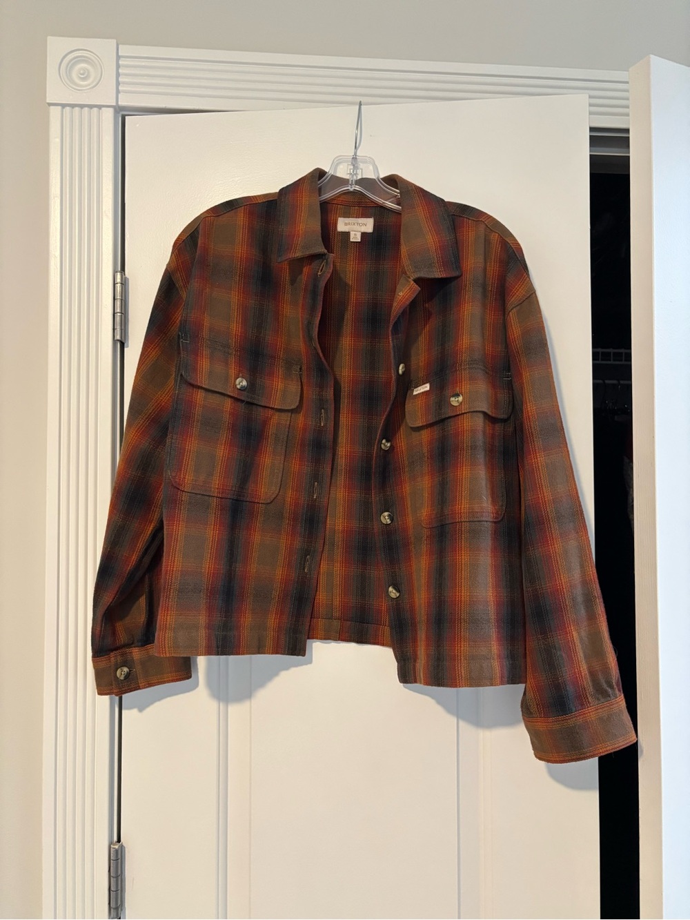 Brixton Plaid Shirt Jacket in Rust, Brown, &  Slate Blue